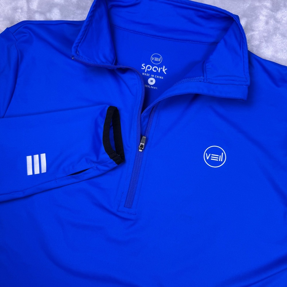Veil Spark Royal Blue Quarter Zip Athletic Tunic Dress Women M Running Thumbhole